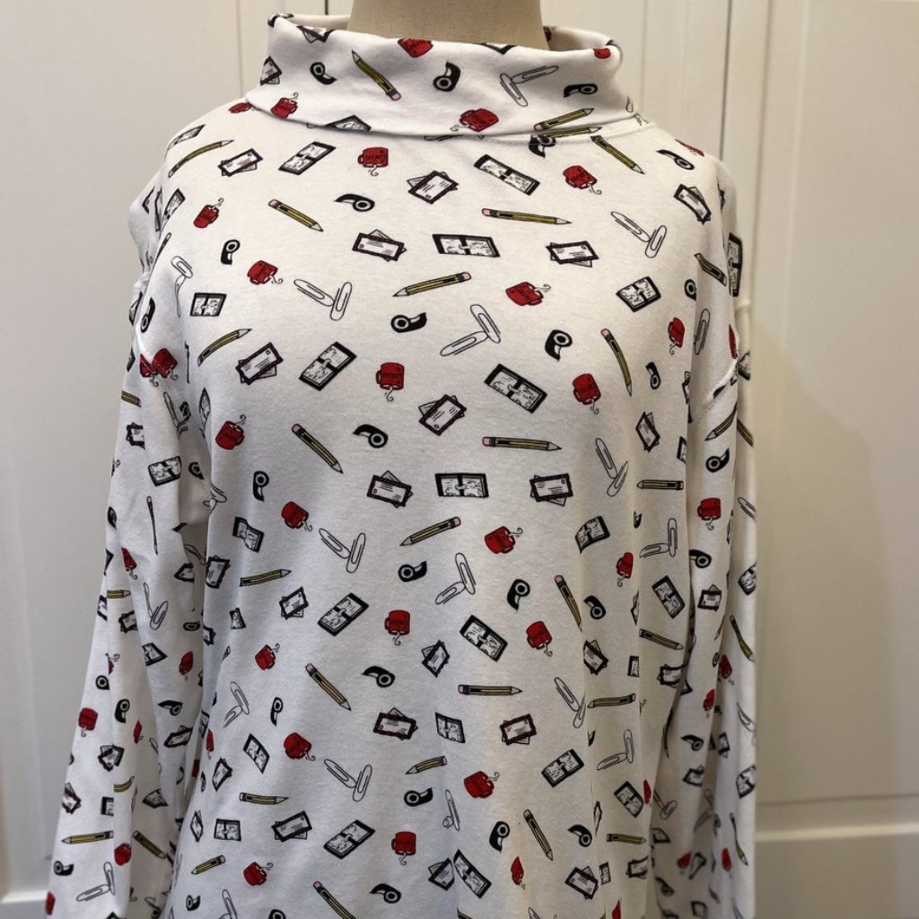 Eagle's Eye Turtleneck Teacher Womens Small White Knit Top School Office Vintage